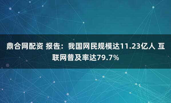 鼎合网配资 报告：我国网民规模达11.23亿人 互联网普及率达79.7%