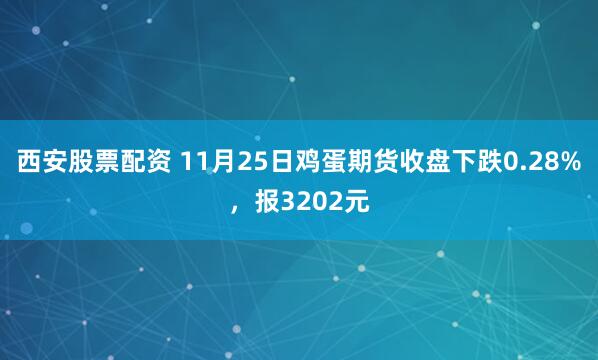西安股票配资 11月25日鸡蛋期货收盘下跌0.28%，报3202元